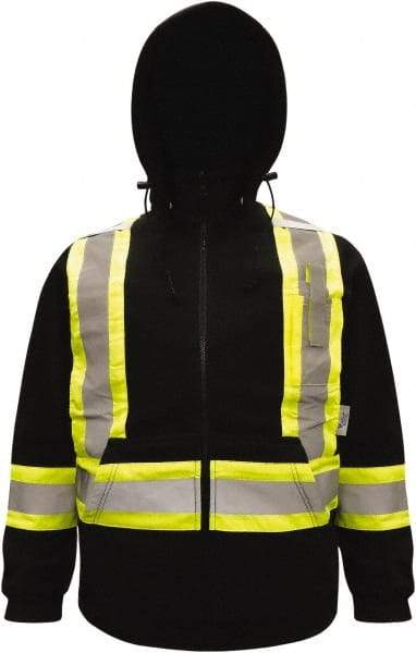 Viking - Size 2XL High Visibility Sweatshirt - High Visbility Yellow, Black, Polyester & Fleece, Zipper Closure, 51" Chest - All Tool & Supply