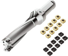 Seco - 3.38" Max Drill Depth, 3xD, 1-1/8" Diam, Indexable Insert Drill - 2 Inserts, 1-1/4" Shank Diam, Weldon Flat Shank - All Tool & Supply