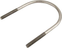 Made in USA - 7/8-9 UNC, 17-5/16" Long, Round U Bolt Clamp with No Mount Plate for 14" Pipe - 4-1/4" Thread Length, 14-1/8" Wide, Grade 304 Stainless Steel - All Tool & Supply