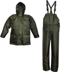 Viking - Size L, Green, Rain Three Piece Suit - Detachable Hood, Hook & Loop Ankle, Hook & Loop Wrist - All Tool & Supply