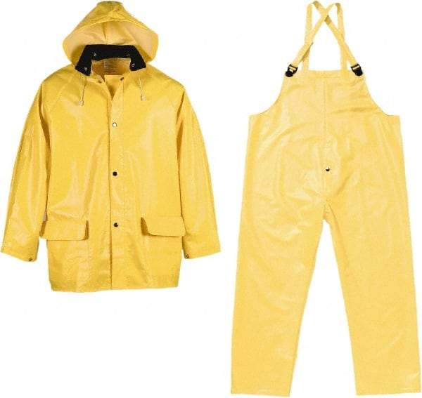 Viking - Size M, Yellow, Chemical, Rain Three Piece Suit - Detachable Hood, Take Up Snaps Ankle, Take Up Snaps Wrist - All Tool & Supply