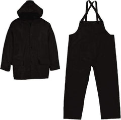 Viking - Size L, Black, Chemical, Rain Three Piece Suit - Detachable Hood, Take Up Snaps Ankle, Take Up Snaps Wrist - All Tool & Supply