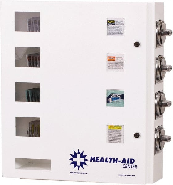 Synergy Management - Medical Vending Machines & Dispensers; Height (Inch): 21 ; Width (Inch): 20 ; Depth (Inch): 5-1/2 ; Number of Shelves: 4 ; Door Type: Manual Closing ; Shelf Type: Adjustable - All Tool & Supply