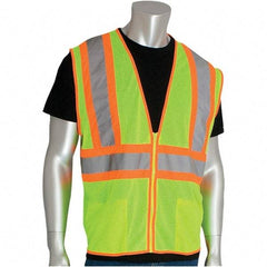 PIP - Size S High Visibility Yellow Mesh General Purpose Vest - 54" Chest, ANSI 107, Zipper Closure, 2 Pockets, Polyester - All Tool & Supply