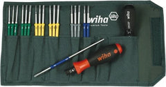 Wiha - 20 Piece, 1/4" Drive Screwdriver Bit Set - #0, #1 & #2 Phillips, 5/64 to 5/32" Hex, T7 to T20 Torx, 2.5, 3.5 & 4mm Slotted - All Tool & Supply