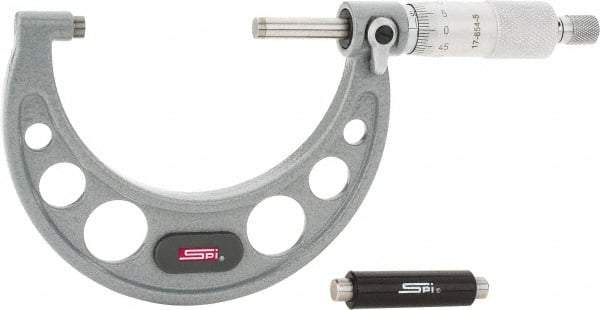 SPI - 50 to 75mm Range, 0.01mm Graduation, Mechanical Outside Micrometer - Ratchet Stop Thimble, 49mm Throat Depth, Accurate to 0.005mm - All Tool & Supply