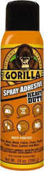 Gorilla Glue - 14 oz Aerosol Clear Spray Adhesive - High Tack, 131°F Heat Resistance, High Strength Bond, Flammable - All Tool & Supply