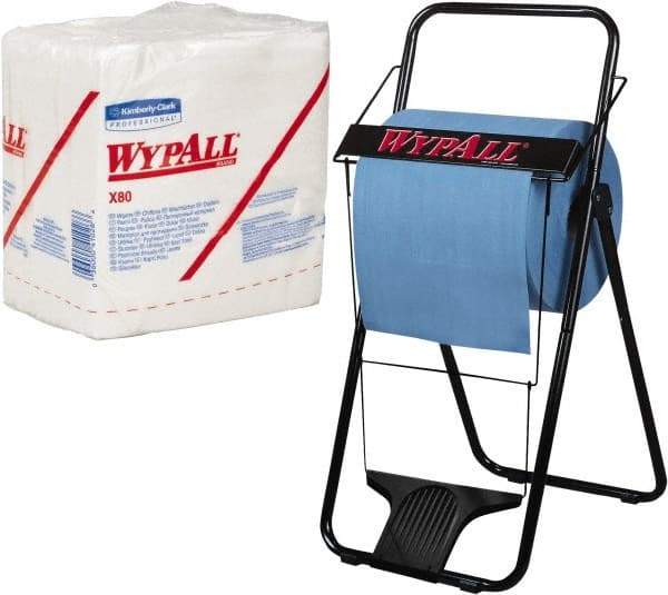 WypAll - X80 1/4 Fold Shop Towel/Industrial Wipes - Poly Pack, 12-1/2" x 12-1/2" Sheet Size, White - All Tool & Supply