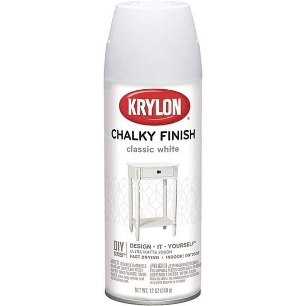 Krylon - White, Flat, Aerosol Spray Paint - 15 to 20 Sq Ft per Can, 12 oz Container - All Tool & Supply