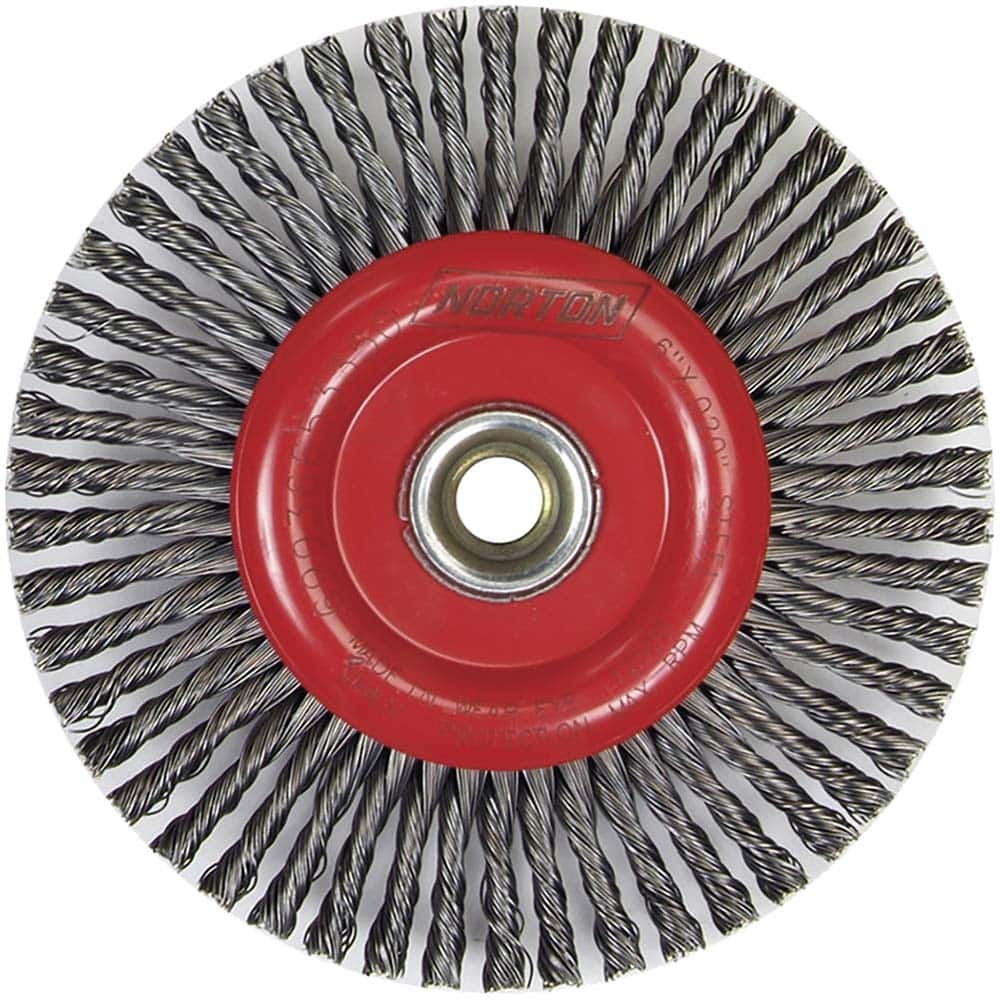 Norton - 6" OD, 5/8-11 Arbor Hole, Stringer Bead Carbon Wheel Brush - All Tool & Supply