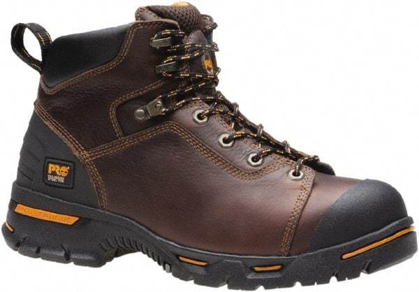 Timberland PRO - Men's Size 7.5 Medium Width Steel Work Boot - Brown, Leather, Rubber Upper, Rubber Outsole, 6" High, Safety Toe, Puncture Resistant - All Tool & Supply