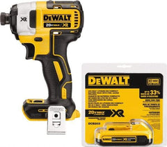 DeWALT - 20 Volt, 1/4" Drive, 20, 125, 152 Ft/Lb Torque, Cordless Impact Driver - 1000, 2800, 3250 RPM, 1 Lithium-Ion Battery Included - All Tool & Supply