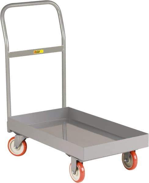 Little Giant - 1,200 Lb Capacity Steel Platform Truck - Steel Deck, 24" OAW, 48" Platform Length x 6-1/2" Platform Height, Polyurethane Casters - All Tool & Supply