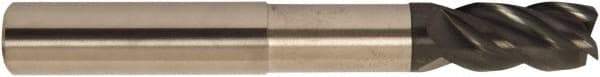 Accupro - 1/4", 4 Flute, Single End, Solid Carbide, 0.02" Corner Radius End Mill - 4" OAL, 38° Helix, Right Hand Flute, 3/8" LOC, Right Hand Cut, 2-1/8" Extended Reach - All Tool & Supply