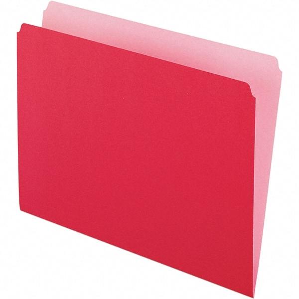 Pendaflex - 9-1/2 x 11-5/8", Letter Size, Red/Light Red, File Folders with Top Tab - 11 Point Stock, Straight Tab Cut Location - All Tool & Supply