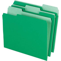 Pendaflex - 14-5/8 x 9-3/16", Letter Size, Bright Green, File Folders with Top Tab - 11 Point Stock, Assorted Tab Cut Location - All Tool & Supply