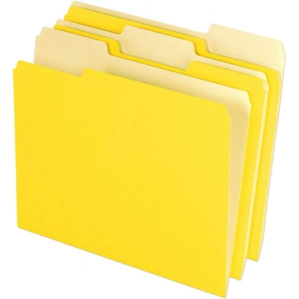 Pendaflex - 11-5/8 x 9-3/16", Letter Size, Yellow, File Folders with Top Tab - 11 Point Stock, Assorted Tab Cut Location - All Tool & Supply