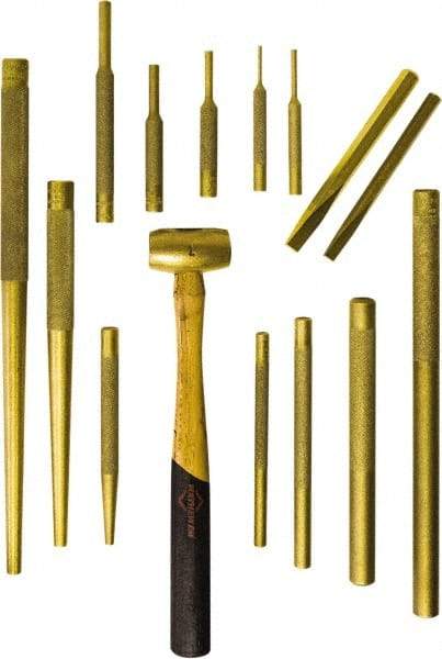 Mayhew - 15 Piece Punch & Chisel Set - 3/8 to 1/2" Chisel, 1/8 to 3/4" Punch, Round Shank - All Tool & Supply