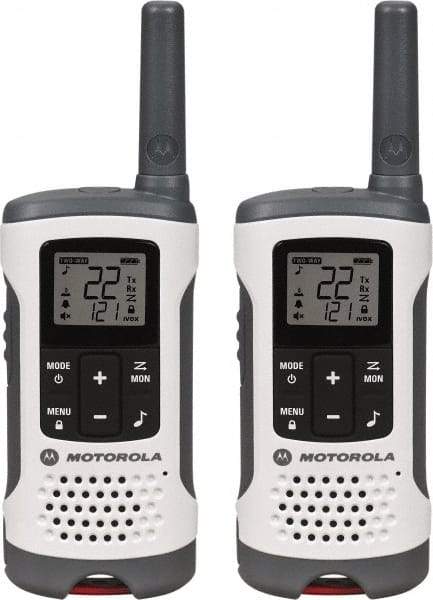 Motorola - 16 Mile Range, 22 Channel, 0.5 & 1.5 Watt, Series Talkabout, Recreational Two Way Radio - FRS/GMRS Band, 462.55 to 467.7125 Hz, AA & NiMH Battery, 12 NiMH & 29 AA hr Life, 9.45" High x 8.66" Wide x 2.44" Deep, Low Battery Alerts - All Tool & Supply