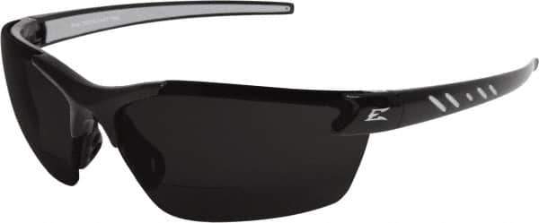 Edge Eyewear - +2, Smoke Gray Lenses, Scratch Resistant, Framed Magnifying Safety Glasses - UV Protection, Black/Gray Nylon Frame, ANSI, MCEPS - All Tool & Supply