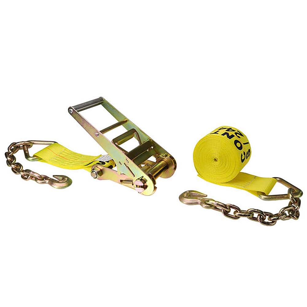 US Cargo Control - Slings & Tiedowns (Load-Rated); Type: Ratchet Tie Down ; Length (Feet): 20 ; Basket Capacity (Lb.): 5400 ; Material: Polyester ; Color: Yellow - Exact Industrial Supply