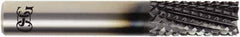 OSG - 1/2" Diam, 1" LOC, Burr End, Solid Carbide Diamond Pattern Router Bit - Right Hand Cut, 3" OAL, 1/2" Shank Diam, Use on Carbon Fiber, Honeycomb Core, Carbon - All Tool & Supply