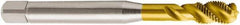 Seco - 5/8-18 UNF 4 Flute 2B Modified Bottoming Spiral Flute Tap - Powdered Metal, TiN Finish, 110mm OAL, Right Hand Flute, Right Hand Thread, H6 - Exact Industrial Supply