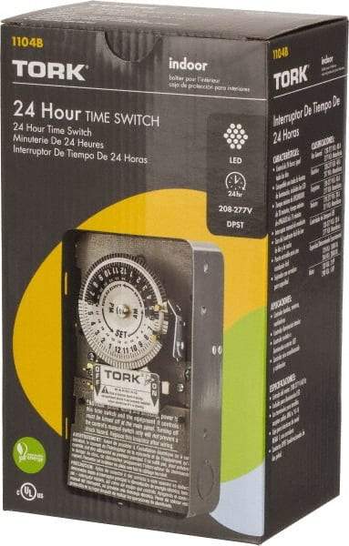 TORK nsi - 20 min to 22 hr Indoor Analog Mechanical Timer Switch - 12 On/Off, 208 to 277 Volts, 60 Hz, 11,080 Watts, 12 Modes - All Tool & Supply