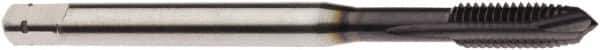 Seco - M1.4x0.30 Metric, 2 Flute, AlTiN Finish, Powdered Metal Spiral Point Tap - Plug Chamfer, Right Hand Thread, 1.5748" OAL, 0.2559" Thread Length, 2.5mm Shank Diam, 5HX Class of Fit - Exact Industrial Supply