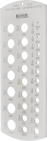 SPI - Drill Gages Minimum Hole Size (Inch): 1/16 Maximum Hole Size (Inch): 1/2 - All Tool & Supply