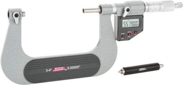 SPI - 75 to 100mm Range, Electronic Screw Thread Micrometer - Ratchet Stop Thimble, 0.00005" Graduation, 0.0002" Accuracy - All Tool & Supply