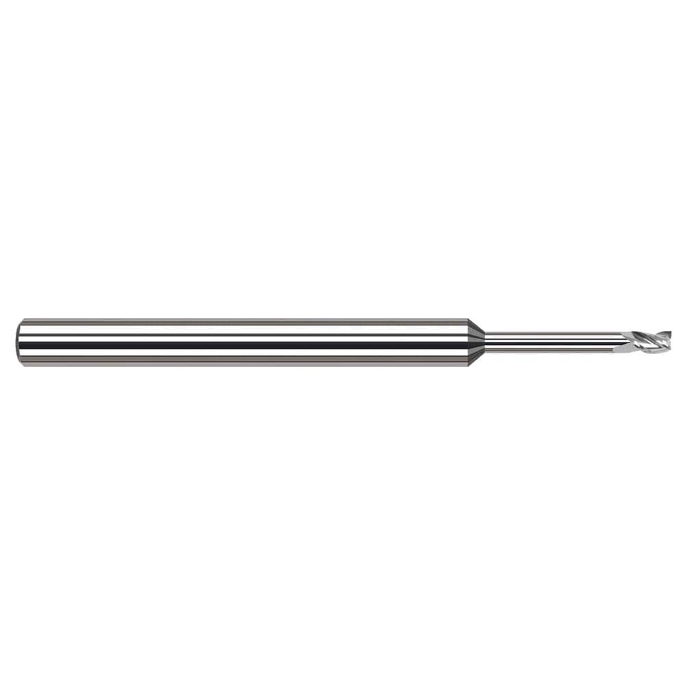 Square End Mill: 1/4'' Dia, 3/8'' LOC, 1/4'' Shank Dia, 4'' OAL, 3 Flutes, Solid Carbide Single End, Uncoated, 30 ° Helix, Centercutting, RH Cut, RH Flute