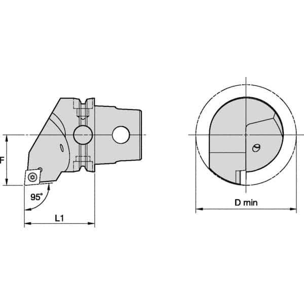 Kennametal - Insert Style CC.., 40mm Head Length, Left Hand Cut, Internal Modular Threading Cutting Unit Head - System Size KM40TS, 27mm Center to Cutting Edge, Series S-Clamping - All Tool & Supply