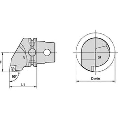 Kennametal - Insert Style CC.., 40mm Head Length, Left Hand Cut, Internal Modular Threading Cutting Unit Head - System Size KM40TS, 27mm Center to Cutting Edge, Series S-Clamping - All Tool & Supply