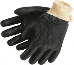 MCR Safety - Size L (9), 10" Long, Supported, PVC Chemical Resistant Gloves - Textured Finish, Interlock Knit Lined, Black - All Tool & Supply