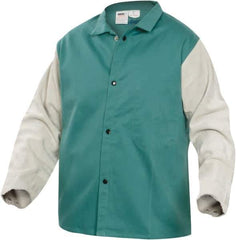 PRO-SAFE - Size M Flame Resistant/Retardant Jacket - Green, Gray, Cotton, Snaps Closure, 38 to 40" Chest - All Tool & Supply