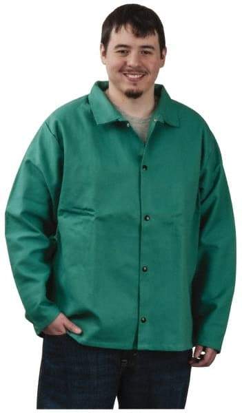 PRO-SAFE - Size M Flame Resistant/Retardant Jacket - Green, Cotton, Snaps Closure, 38 to 40" Chest - All Tool & Supply