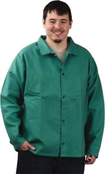 PRO-SAFE - Size M Flame Resistant/Retardant Jacket - Green, Cotton, Snaps Closure, 38 to 40" Chest - All Tool & Supply