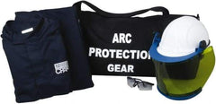 PRO-SAFE - Size XL, 4 HRC, Arc Flash Clothing Kit - 43 cal per Sq cm, Hard Cap, Hood, Face Shield, 35" Jacket, Bib Overalls, with Gear Bag - All Tool & Supply