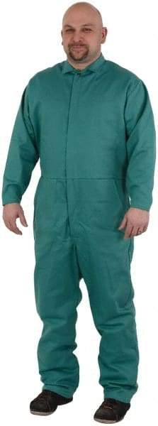 PRO-SAFE - Size 2XL, Green, Snap, Flame Resistant/Retardant Coverall - Cotton, 5 Pockets - All Tool & Supply