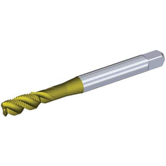 Kennametal - 7/16-20 UNF 4 Flute 3BX Modified Bottoming Spiral Flute Tap - Powdered Metal, TiCN/TiN Finish, 100mm OAL, Right Hand Flute, Right Hand Thread, Series T631 - All Tool & Supply