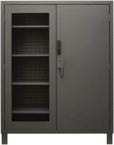 Durham - 4 Shelf Locking Storage Cabinet - Steel, 60" Wide x 24" Deep x 78" High, Gray - All Tool & Supply