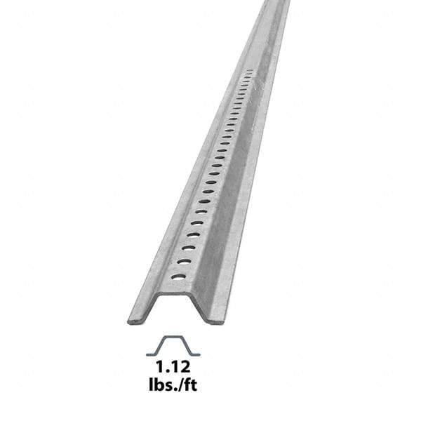 Nucor - 8' High, Galvanized Traffic Sign Post - Steel, 3/8" Hole Diam, Silver - All Tool & Supply