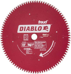 Freud - 12" Diam, 1" Arbor Hole Diam, 96 Tooth Wet & Dry Cut Saw Blade - Carbide-Tipped, Standard Round Arbor - All Tool & Supply