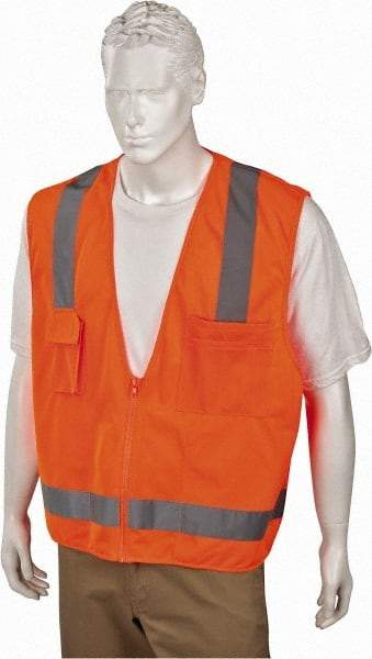 Ergodyne - Size L/XL High Visibility Orange Mesh/Solid Surveyor's Vest - 44 to 52" Chest, ANSI/ISEA 107, Zipper Closure, 4 Pockets, Polyester - All Tool & Supply