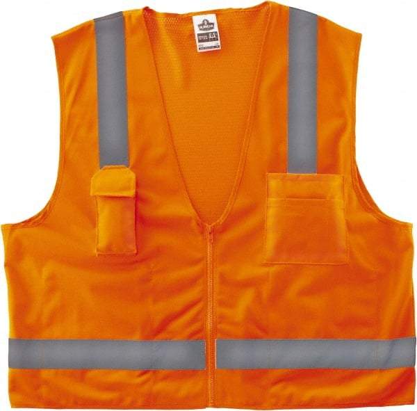 Ergodyne - Size S/M High Visibility Orange Mesh/Solid Surveyor's Vest - 36 to 44" Chest, ANSI/ISEA 107, Zipper Closure, 4 Pockets, Polyester - All Tool & Supply