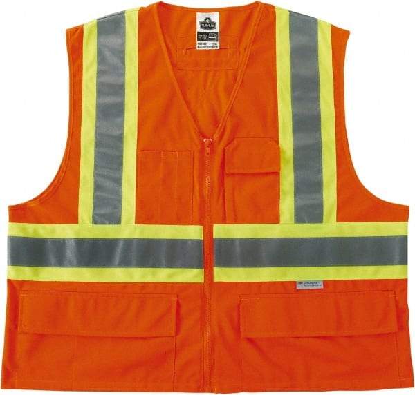 Ergodyne - Size L/XL High Visibility Orange Mesh General Purpose Vest - 44 to 52" Chest, Zipper Closure, Polyester - All Tool & Supply