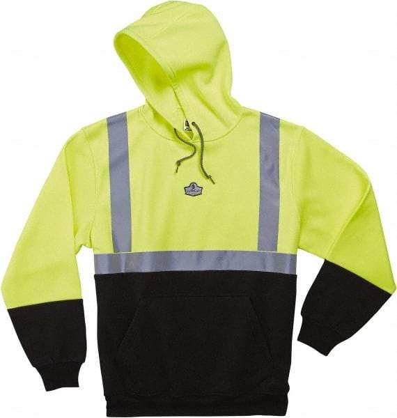 Ergodyne - Size L Cold Weather & High Visibility Sweatshirt - Lime, Polyester, Pullover Closure - All Tool & Supply