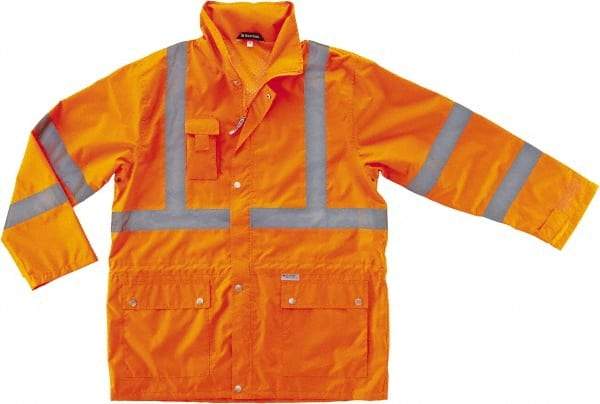 Ergodyne - Size L Cold Weather & High Visibility Jacket - Orange, Polyester, Zipper, Snaps Closure - All Tool & Supply