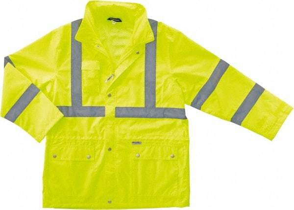 Ergodyne - Size S Cold Weather & High Visibility Jacket - Lime, Polyester, Zipper, Snaps Closure - All Tool & Supply